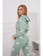 Sada s potlačou pištole tmavo mätová