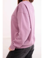 Dámska základná elastická bavlnená mikina s okrúhlym výstrihom tmavoružová