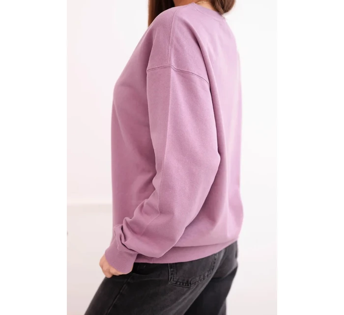 Dámska základná elastická bavlnená mikina s okrúhlym výstrihom tmavoružová