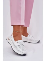 Kožené dámské polobotky na platformě bílé model 21696975 - EVENTO