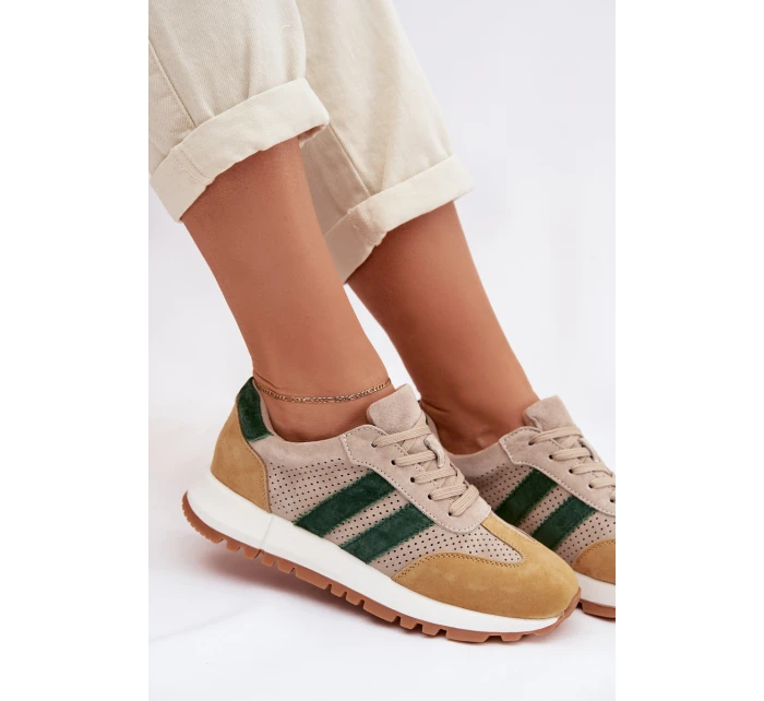 Dámské tenisky z pravé semišové kůže béžovo-žluté Marceline