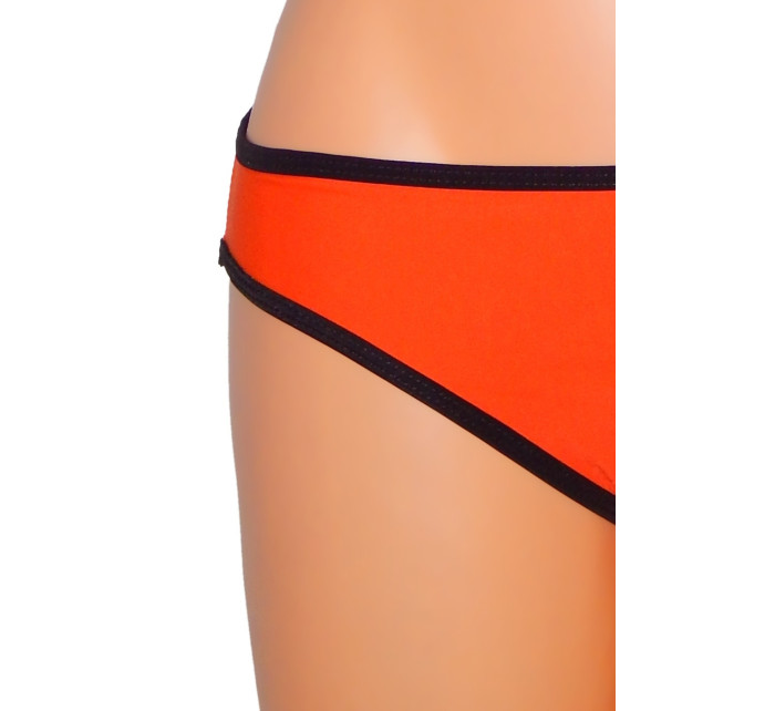 Dámske plavky dvojdielne sexi bikiny TRIANGLE zdobené čiernymi lemami oranžové - Oranžová - OEM