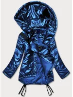 Svetlomodrá krátka dámska zimná bunda s obličkou (omdl-018)