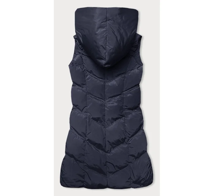 Dámska vesta so stojačikom a kapucňou, tmavomodrá (23-011) Dámska vesta so stojačikom a kapucňou, tmavomodrá (23-011)