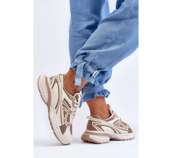 Dámské sportovní šněrovací boty Béžove model 21626276 - Boto