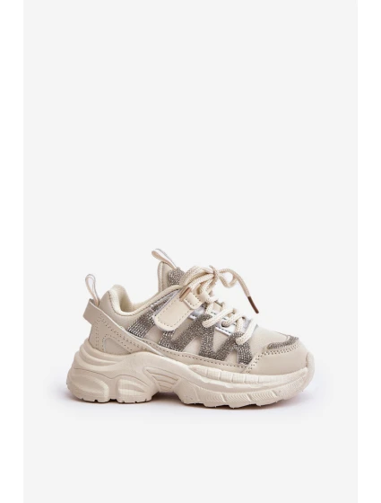 Sneakersy Dziecięce Z Cyrkoniami Beżowe Rianalla Sneakersy Dziecięce Z Cyrkoniami Beżowe Rianalla