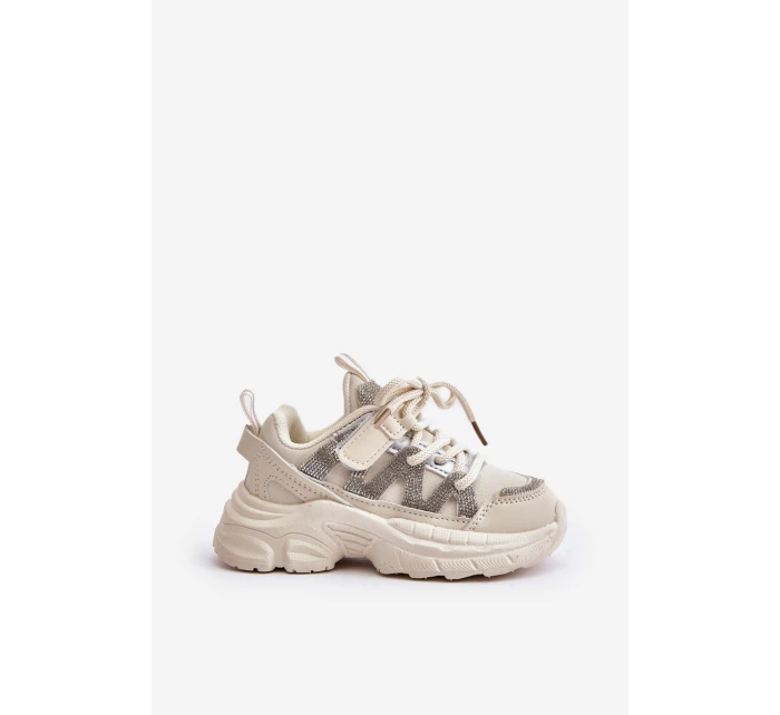 Sneakersy Dziecięce Z Cyrkoniami Beżowe Rianalla Sneakersy Dziecięce Z Cyrkoniami Beżowe Rianalla