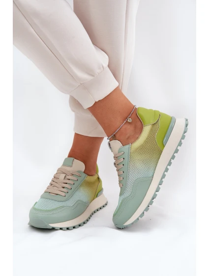 Skórzane Buty Sportowe Z Siateczką Damskie Vinceza 66775 Zielone