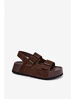 Semišové sandály na platformě Big Star model 22064126 čokoládové - Big Star Shoes Semišové sandály na platformě Big Star model 22064126 čokoládové - Big Star Shoes