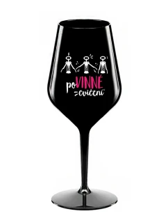POVINNÉ CVIČENÍ - černá nerozbitná sklenice na víno 470 ml