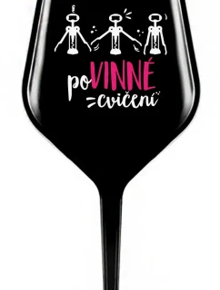 POVINNÉ CVIČENÍ - černá nerozbitná sklenice na víno 470 ml