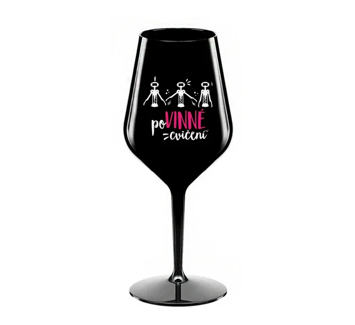 POVINNÉ CVIČENÍ - černá nerozbitná sklenice na víno 470 ml