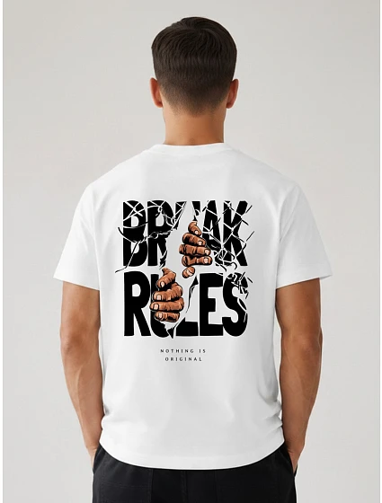 Tshirt męski bawełniany oversize z nadrukiem Break czarny model 22205596 - FashionStreet