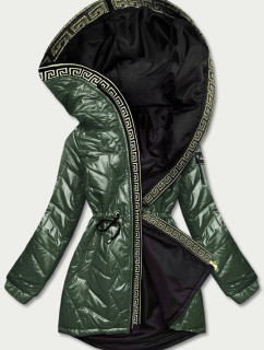 Zelená dámska bunda s ozdobným prešívaním (B8092-10)