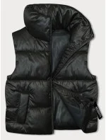 Dámsky krátky top bez rukávov so stojatým golierom Khaki (B8158-11)