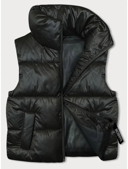 Dámsky krátky top bez rukávov so stojatým golierom Khaki (B8158-11)