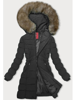 Čierna páperová dámska zimná bunda (LHD-23032)