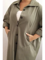 Dámska bunda Punto Plus Size s bavlnou a gombíkmi Khaki