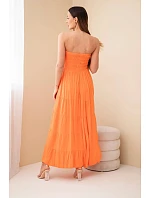 Dámske viskózové šaty s elastickým vrchným dielom oranžové