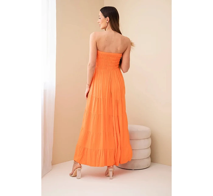 Dámske viskózové šaty s elastickým vrchným dielom oranžové