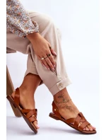 Pohodlné kožené sandály hnědé model 21617507 - Zazoo Pohodlné kožené sandály hnědé model 21617507 - Zazoo