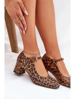 Skórzane Czółenka Na Słupku W Panterkę Laura Messi 2936 Brązowe