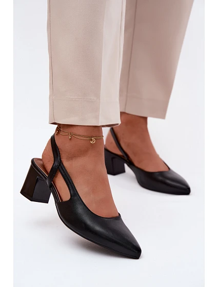 Dámské sandály na podpatku model 22123330 Černé - SERGIO LEONE