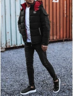 Pánska prešívaná zimná bunda s kapucňou čierna FashionStreet TX4930 Pánska prešívaná zimná bunda s kapucňou čierna FashionStreet TX4930