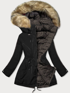 Čierno-hnedá obojstranná dámska bunda (W555)