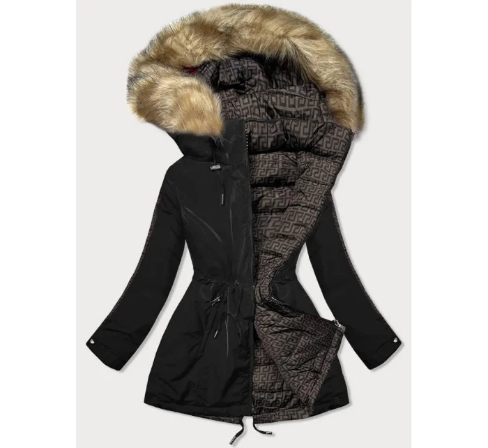 Čierno-hnedá obojstranná dámska bunda (w555)