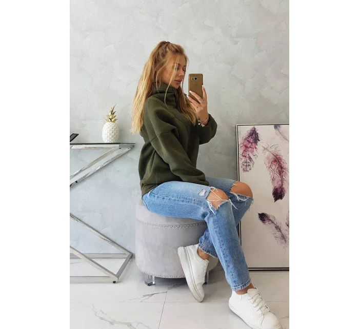 Khaki mikina s kapucňou