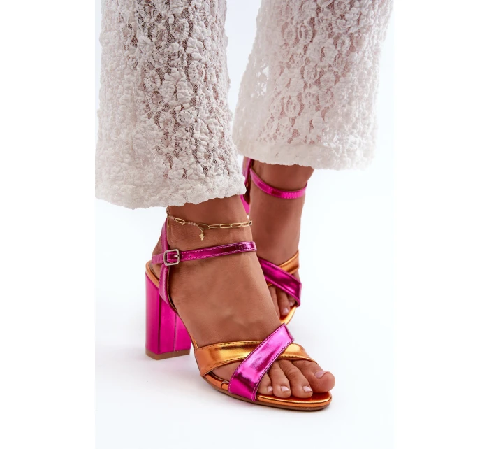kožené sandály na vysokém podpatku fuchsie model 21666833 - Boto kožené sandály na vysokém podpatku fuchsie model 21666833 - Boto