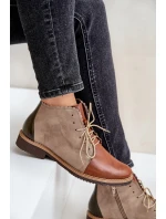 Kožené Botky Na Plochém Podpatku Hnědé Zazoo model 21679956 - NOBO