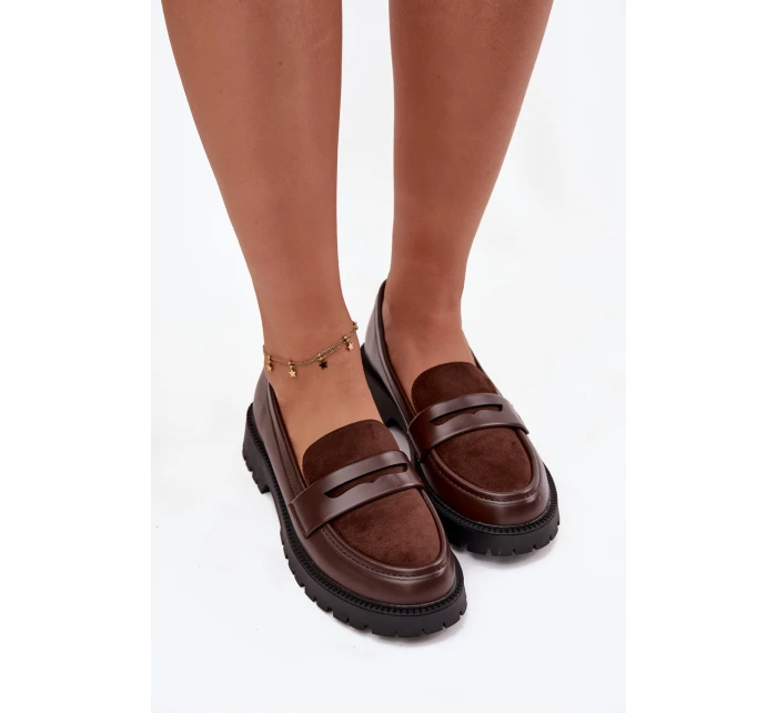 Mokasyny Damskie Z Eko Skóry Czekoladowe Cailen