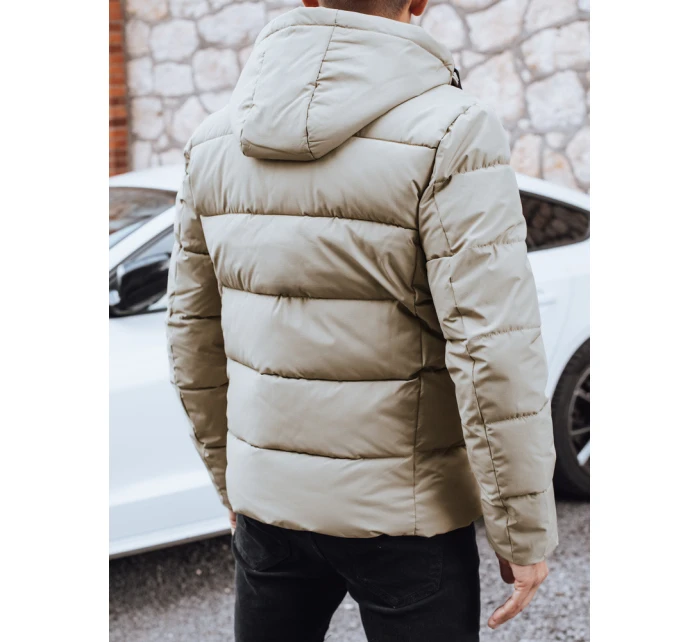 Pánská prošívaná zimní bunda s kapucí světle béžová Dstreet model 21991486 - FashionStreet