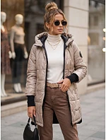 Dámská prošívaná přechodová bunda s kapucí v barvě kamelové od FashionStreet TY5790 Dámská prošívaná přechodová bunda s kapucí v barvě kamelové od FashionStreet TY5790