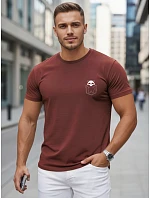 Bawełniana koszulka męska z nadrukiem bordowa model 22305619 - FashionStreet