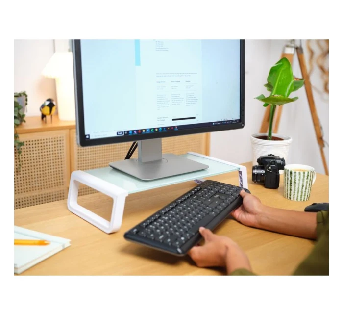 SKLENENÝ STOJAN NA MONITOR TRUST MONTA BIELY (25351)