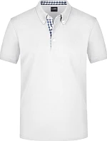 Daiber JN 964 Pánske piqué polo s gombíkmi 02.0964 biela/námornícka modrá/biela