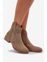 Ażurowe Damskie Botki Na Niskim Obcasie Beżowe Neliawen Ażurowe Damskie Botki Na Niskim Obcasie Beżowe Neliawen