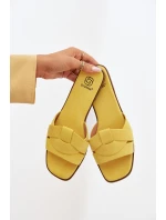 Dámské ploché sandály s pásky Eko Zamszové Žluté model 21937439 - Boto Dámské ploché sandály s pásky Eko Zamszové Žluté model 21937439 - Boto