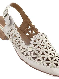 Dámské zlaté ažurové sandály na nízkém podpatku Jezzi model 22081681 - Hikvision