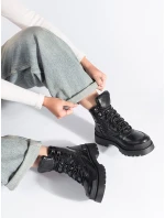 Moderní dámské kotníčkové boty černé platforma Moderní dámské kotníčkové boty černé platforma