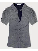 Tmavě modrá halenka s límečkem model 18493739 - Forget me not FASHION Tmavě modrá halenka s límečkem model 18493739 - Forget me not FASHION