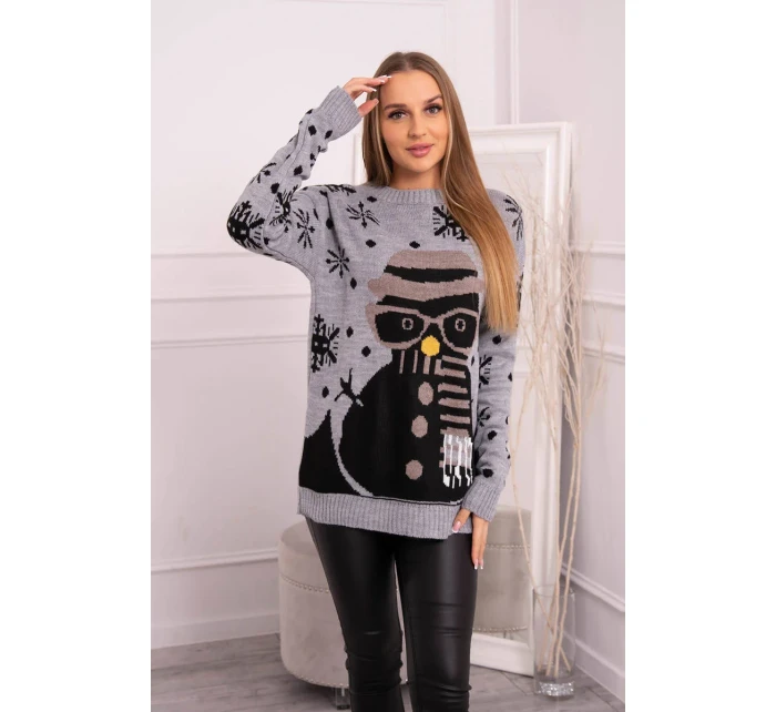 Vianočný sveter so snehuliakom sivý Vianočný sveter so snehuliakom sivý