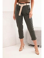 Kalhoty Punto s páskem khaki Kalhoty Punto s páskem khaki