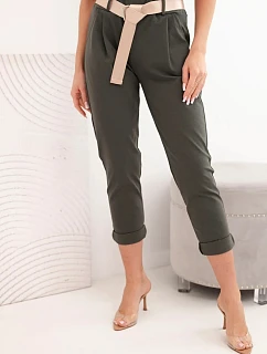 Kalhoty Punto s páskem khaki