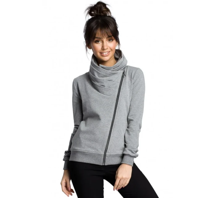 model 15097749 Mikina na zip ecru barva - BeWear