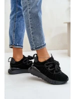 Semišové dámske tenisky na platforme s hrubým šnurovaním Artiker Black Semišové dámske tenisky na platforme s hrubým šnurovaním Artiker Black