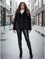 Dámská kožešinová bunda s kapucí černá Dstreet model 21995152 - FashionStreet